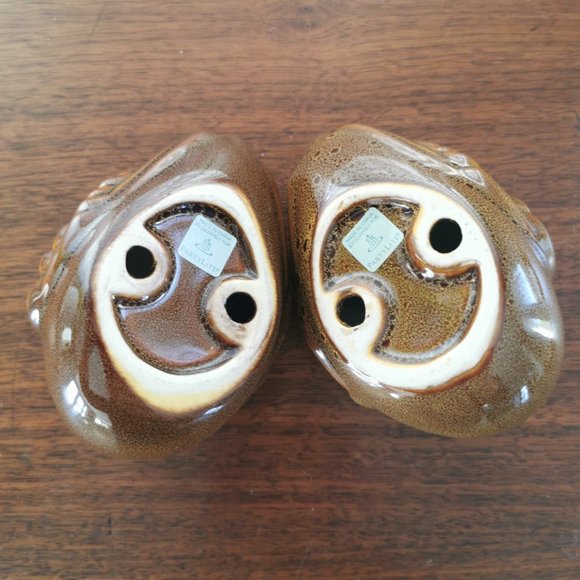 VTG PartyLite Brown Birds Set of 2 Ceramic Tealight Votive Holders 5.25" - Picture 4 of 11